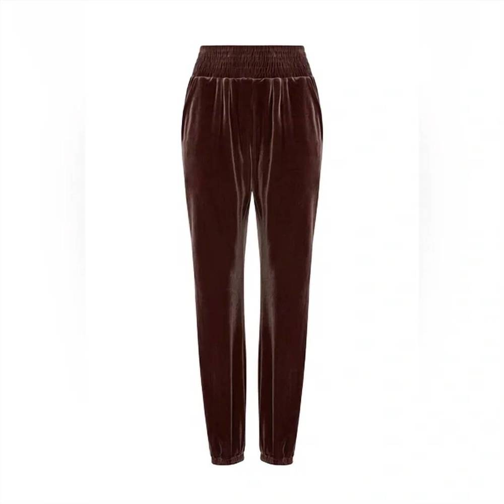 NEW COMMANDO velvet smocked jogger in greige